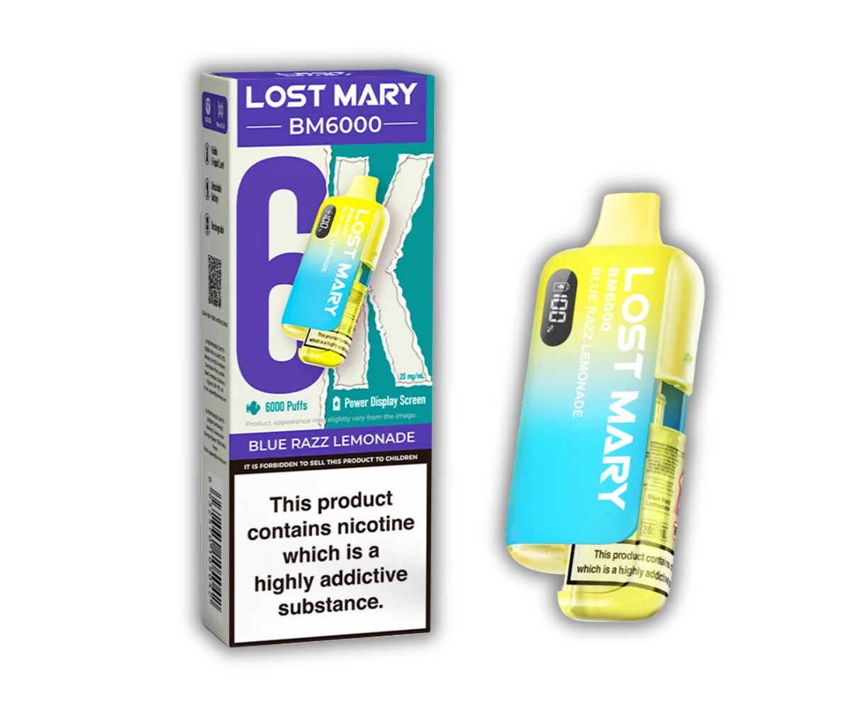 Blue Razz Lemonade with box LOST MARY BM6000 BLUE RAZZ LEMONADE
