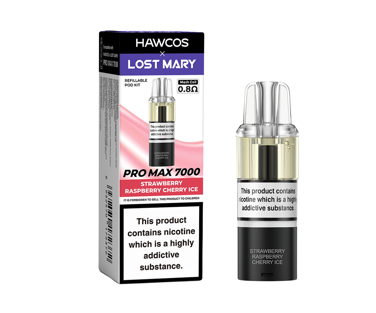 Strawberry Raspberry Chery Ice Lost Mary X Hawcos PRO MAX 7000 PODs