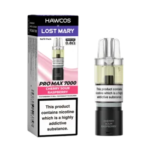 Cherry Sour Raspberry Lost Mary X Hawcos PRO MAX 7000 PODs
