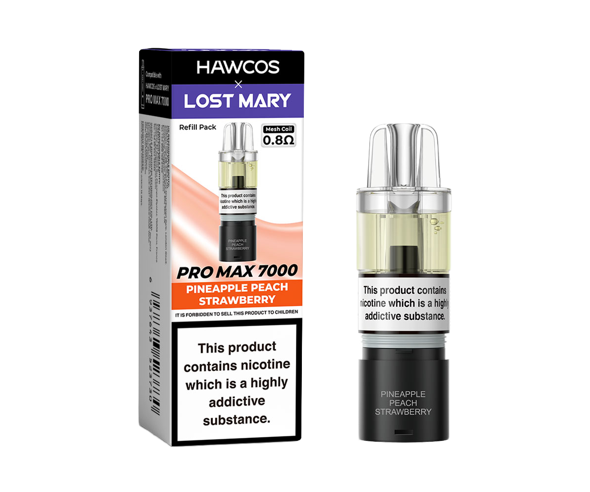 Pineapple Peach Strawberry Lost Mary X Hawcos PRO MAX 7000 PODs Pineapple Peach Strawberry Lost Mary X Hawcos PRO MAX 7000 PODs